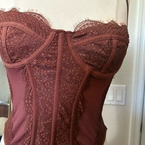Urban Outfitters Lace Bustier in Rich Brown